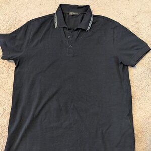 VERSACE Trim Collar Polo Shirt - Black - Mens Size Medium